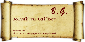Bolváry Gábor névjegykártya